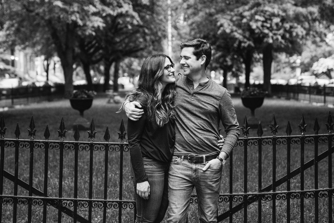 A natural portrait of a couple during their South End Boston Engagement Session