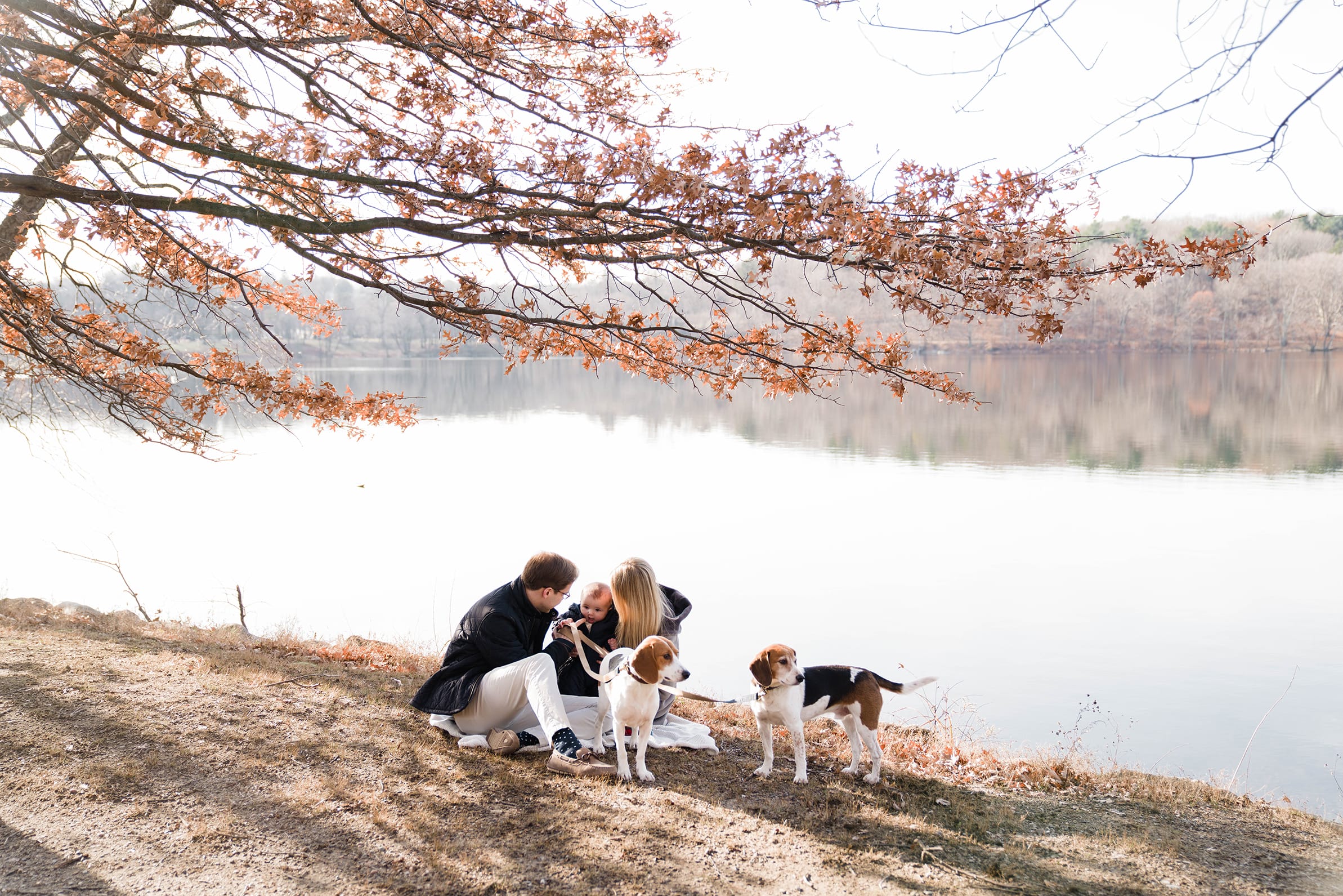 A best of Boston family photograph of a family hanging out at Jamaica Pond during their lifestyle family session in Boston