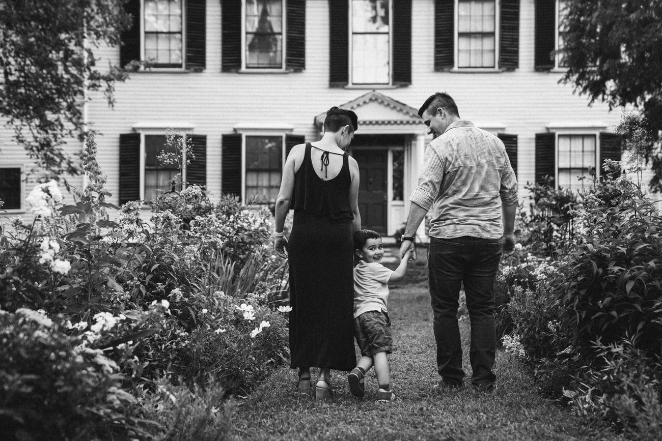 A best of Boston family photograph of a family walking during a lifestyle family session in Boston