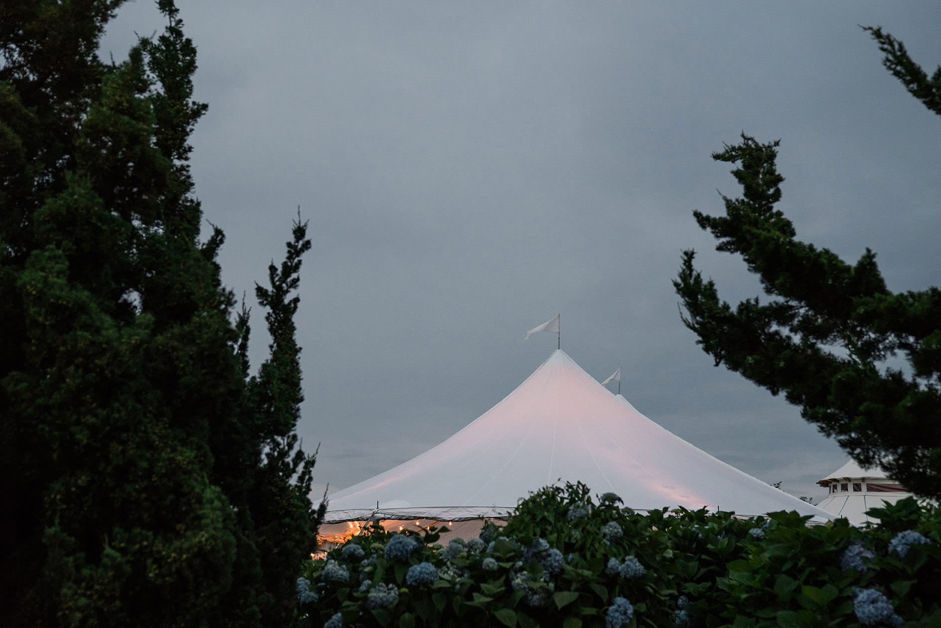 A best of Boston Wedding Photograph of the reception area at Castle Hill Inn as the sun sets